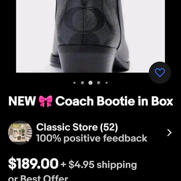 Gently Used Coach LEATHER BOOTS BLACK  Dean Bootie SIZE 11b ! Rare Size & Color - Picture 1 of 9